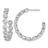 14K White Gold 2.50ct Lab Grown Dia VS+ F+ Post Heart Comp Hoop Earrings view 1