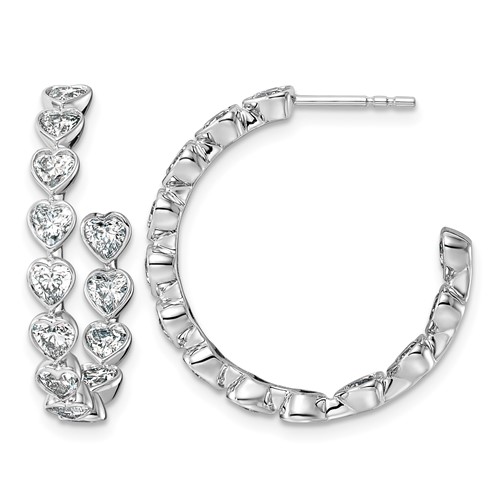 14K White Gold 2.50ct Lab Grown Dia VS+ F+ Post Heart Comp Hoop Earrings