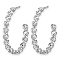 14K White Gold 3ct Lab Grown Dia VS+ F+ Post Heart Comp Hoop Earrings view 2