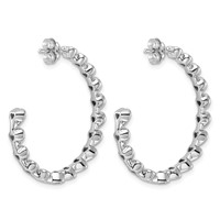 14K White Gold 3ct Lab Grown Dia VS+ F+ Post Heart Comp Hoop Earrings view 3
