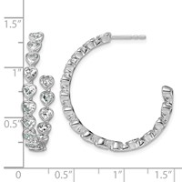 14K White Gold 3ct Lab Grown Dia VS+ F+ Post Heart Comp Hoop Earrings view 4