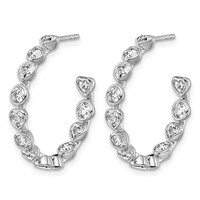 14K White Gold 2.62ct Lab Grown Dia VS+ F+ Post Round Heart Comp Hoop Earrings view 2