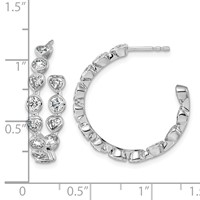 14K White Gold 2.62ct Lab Grown Dia VS+ F+ Post Round Heart Comp Hoop Earrings view 4