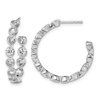 14K White Gold 2.62ct Lab Grown Dia VS+ F+ Post Round Heart Comp Hoop Earrings view 1