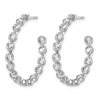 14K White Gold 3.33ct Lab Grown Dia VS+ F+ Post Round Heart Comp Hoop Earrings view 2