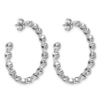 14K White Gold 3.33ct Lab Grown Dia VS+ F+ Post Round Heart Comp Hoop Earrings view 3