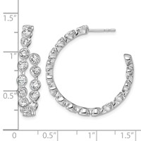 14K White Gold 3.33ct Lab Grown Dia VS+ F+ Post Round Heart Comp Hoop Earrings view 4