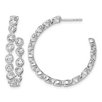 14K White Gold 3.33ct Lab Grown Dia VS+ F+ Post Round Heart Comp Hoop Earrings view 1