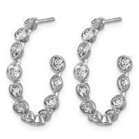 14K White Gold 2.17ct Lab Grown Dia VS+ F+ Post Round Pear Comp Hoop Earrings view 2