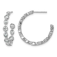 14K White Gold 2.17ct Lab Grown Dia VS+ F+ Post Round Pear Comp Hoop Earrings view 1