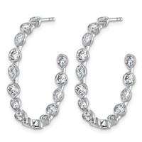 14K White Gold 2.62ct Lab Grown Dia VS+ F+ Post Round Pear Comp Hoop Earrings view 2