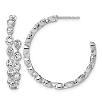14K White Gold 2.62ct Lab Grown Dia VS+ F+ Post Round Pear Comp Hoop Earrings view 1