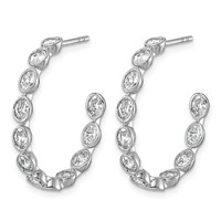 14K White Gold 2.12ct Lab Grown Dia VS+ F+ Post Oval Comp Hoop Earrings view 2