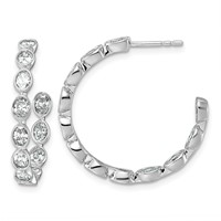 14K White Gold 2.12ct Lab Grown Dia VS+ F+ Post Oval Comp Hoop Earrings view 1