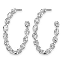 14K White Gold 2.50ct Lab Grown Dia VS+ F+ Post Oval Comp Hoop Earrings view 2