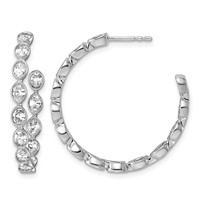 14K White Gold 2.50ct Lab Grown Dia VS+ F+ Post Oval Comp Hoop Earrings view 1