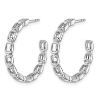 14K White Gold 3.25ct Lab Grown Dia VS+ F+ Post Emerald Comp Hoop Earrings view 2