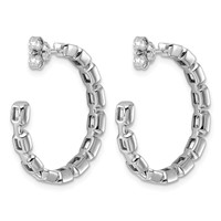 14K White Gold 3.25ct Lab Grown Dia VS+ F+ Post Emerald Comp Hoop Earrings view 3