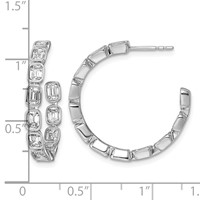 14K White Gold 3.25ct Lab Grown Dia VS+ F+ Post Emerald Comp Hoop Earrings view 4