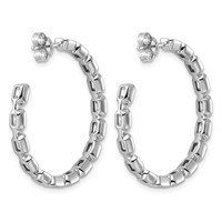 14K White Gold 4ct Lab Grown Dia VS+ F+ Post Emerald Comp Hoop Earrings view 3