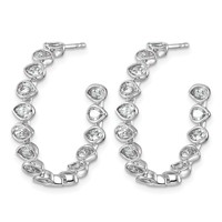 14K White Gold 2.25ct LabGrown Dia VS+ F+ Post East West Pear Comp Hoop Earrings view 2
