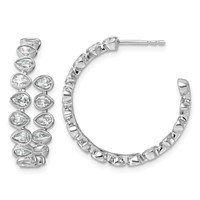 14K White Gold 2.25ct LabGrown Dia VS+ F+ Post East West Pear Comp Hoop Earrings view 1
