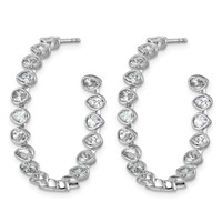 14K White Gold 2.62ct LabGrown Dia VS+ F+ Post East West Pear Comp Hoop Earrings view 2