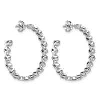 14K White Gold 2.62ct LabGrown Dia VS+ F+ Post East West Pear Comp Hoop Earrings view 3