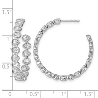 14K White Gold 2.62ct LabGrown Dia VS+ F+ Post East West Pear Comp Hoop Earrings view 4