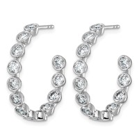 14K White Gold 2.88ct Lab Grown Dia VS+ F+ Post Round Comp Hoop Earrings view 2