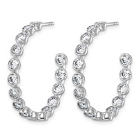 14K White Gold 3.50ct Lab Grown Dia VS+ F+ Post Round Comp Hoop Earrings view 2