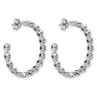 14K White Gold 3.50ct Lab Grown Dia VS+ F+ Post Round Comp Hoop Earrings view 3