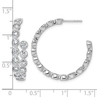 14K White Gold 3.50ct Lab Grown Dia VS+ F+ Post Round Comp Hoop Earrings view 4