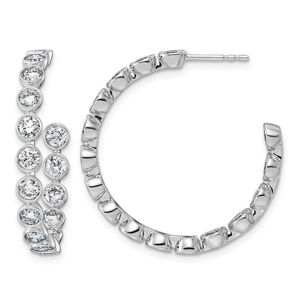 14K White Gold 3.50ct Lab Grown Dia VS+ F+ Post Round Comp Hoop Earrings