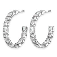 14K White Gold 4.25ct Lab Grown Dia VS+ F+ Post Princess Comp Hoop Earrings view 2