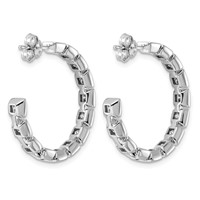 14K White Gold 4.25ct Lab Grown Dia VS+ F+ Post Princess Comp Hoop Earrings view 3
