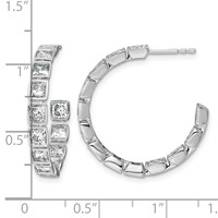 14K White Gold 4.25ct Lab Grown Dia VS+ F+ Post Princess Comp Hoop Earrings view 4
