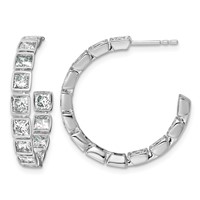 14K White Gold 4.25ct Lab Grown Dia VS+ F+ Post Princess Comp Hoop Earrings view 1