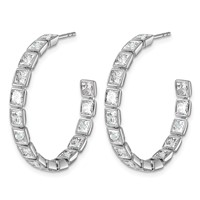 14K White Gold 5.25ct Lab Grown Dia VS+ F+ Post Princess Comp Hoop Earrings view 2