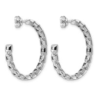 14K White Gold 5.25ct Lab Grown Dia VS+ F+ Post Princess Comp Hoop Earrings view 3