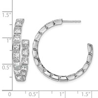 14K White Gold 5.25ct Lab Grown Dia VS+ F+ Post Princess Comp Hoop Earrings view 4
