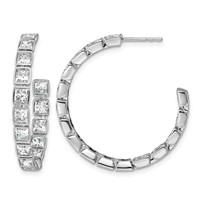 14K White Gold 5.25ct Lab Grown Dia VS+ F+ Post Princess Comp Hoop Earrings view 1