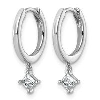 14K White Gold 0.33ct Lab Grown Dia VS+ F+ Dangle Princess Comp Hoop Earrings view 2