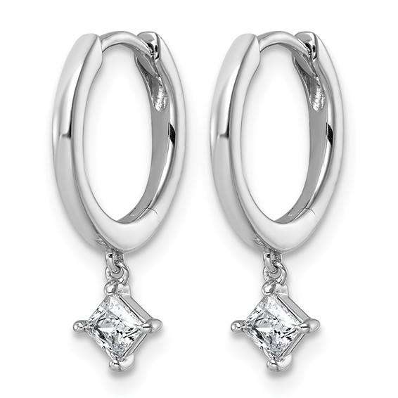 14kw 1/3ct Lab Grown Dia VS+ F+ Dangle Princess Comp Hoop Earrings