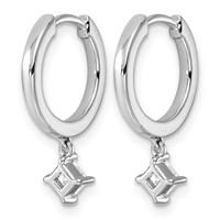 14K White Gold 0.33ct Lab Grown Dia VS+ F+ Dangle Princess Comp Hoop Earrings view 3
