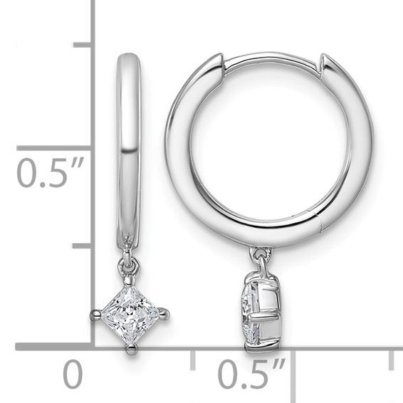 14kw 1/3ct Lab Grown Dia VS+ F+ Dangle Princess Comp Hoop Earrings