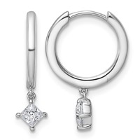 14K White Gold 0.33ct Lab Grown Dia VS+ F+ Dangle Princess Comp Hoop Earrings view 1