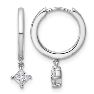 14kw 1/3ct Lab Grown Dia VS+ F+ Dangle Princess Comp Hoop Earrings