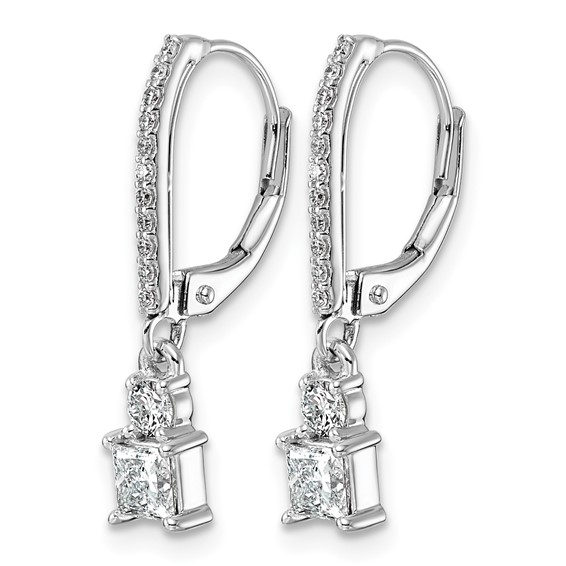 14kw 3/4ct LabGrown Dia VS+ F+ Dangle Princess Comp Leverback Earrings