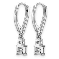 14K White Gold 0.75ct LabGrown Dia VS+ F+ Dangle Princess Comp Leverback Earrings view 3